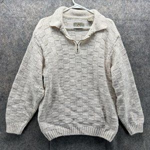 Zeidler & Zeidler Sweater Men Large Beige 1/4 Zip Knitted Outdoors Vintage